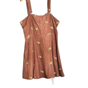 Cider Brown Corduroy Sunflower Sundress